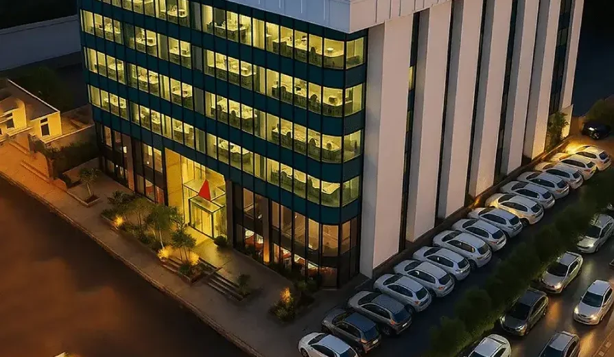 A modern office building with Bank Alfalah signage, representing the bank’s strong financial results and Q1 2025 performance in Pakistan’s banking sector