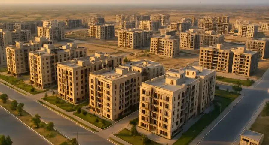 Aerial view of a real estate development in Pakistan, symbolizing increased government property tax collection during the fiscal year 2025