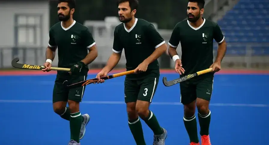 Pakistan hockey team players during a training session, facing uncertainty after India denies visas for participation in the Men’s Asia Cup 2025.