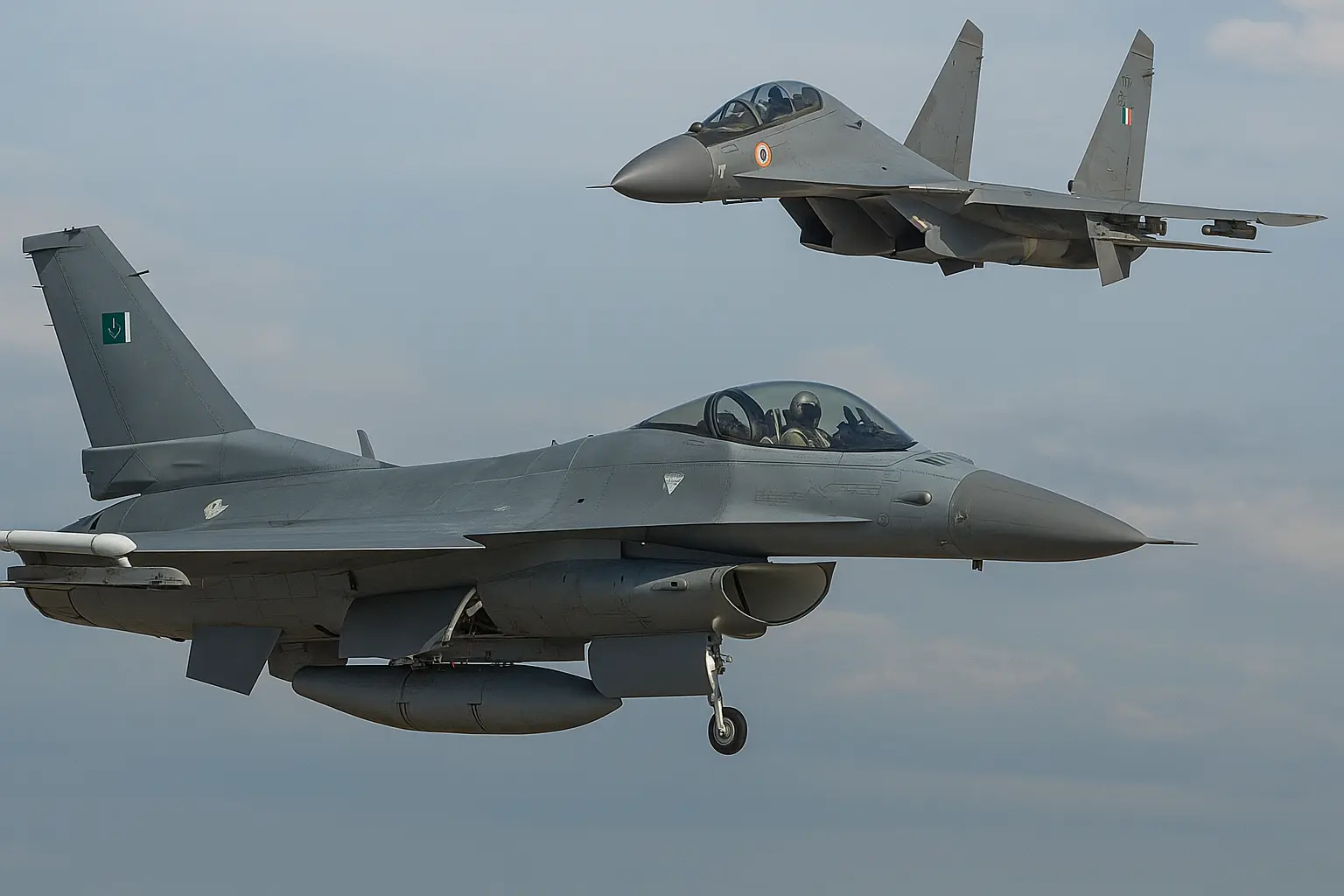 Fighter jets from Pakistan and India in tense aerial standoff near border