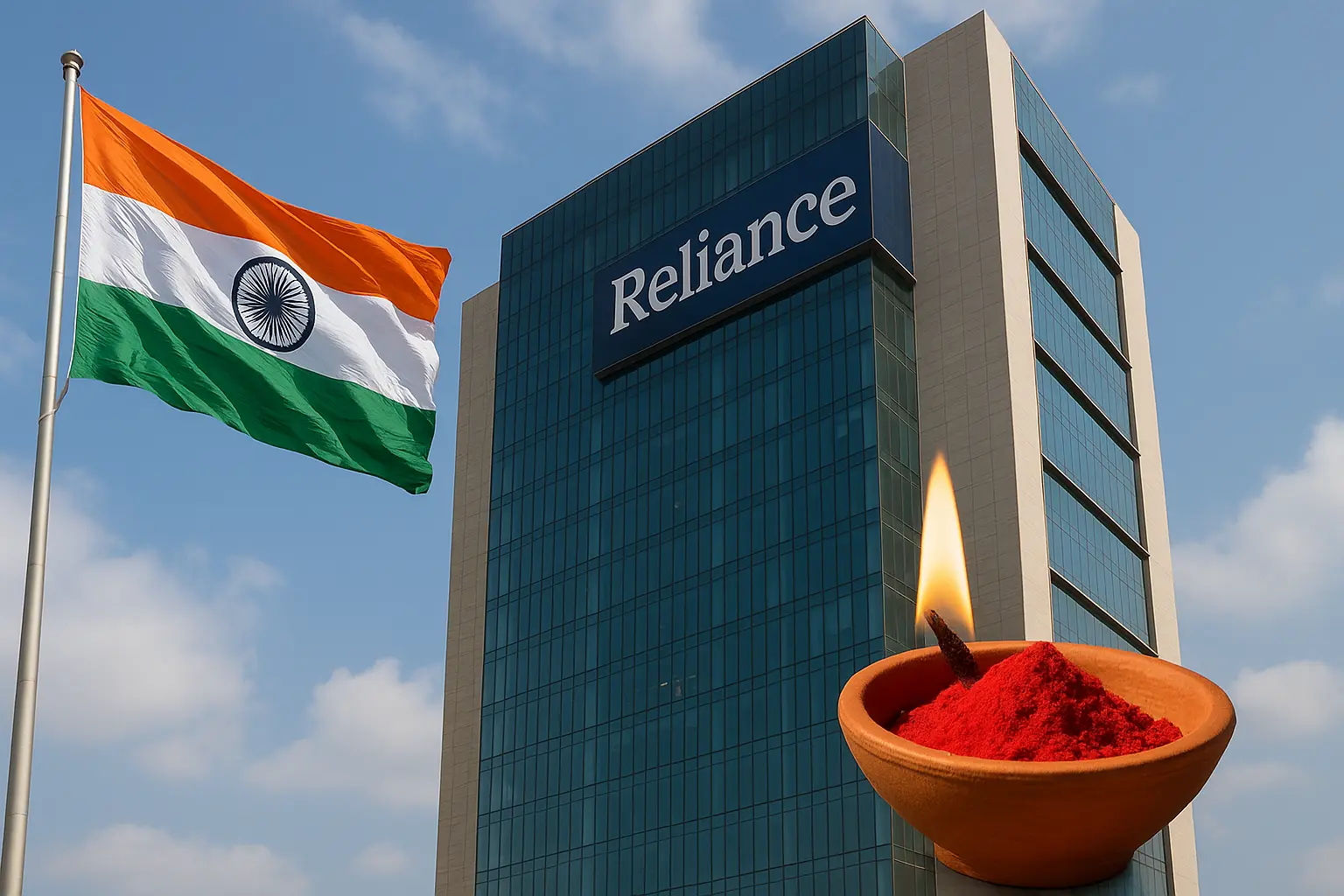 Reliance Industries building exterior, symbolizing withdrawal of Operation Sindoor trademark