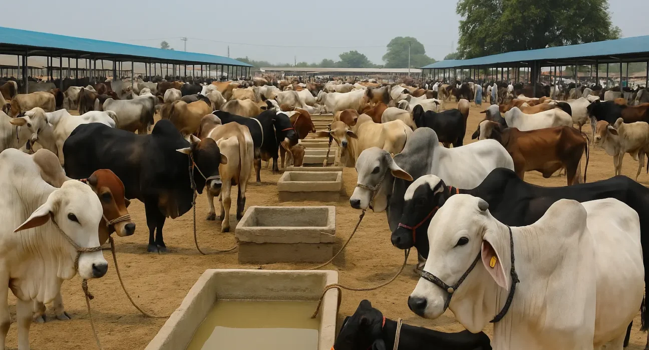 Pakistan’s largest model cattle market in Shahpur Kanjran, Lahore, featuring modern livestock care, digital payments, and clean facilities