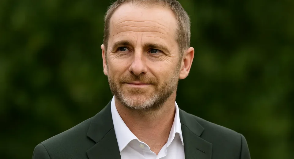 Mike Hesson, wearing a cricket cap and coaching gear, stands on a cricket field giving tactical instructions with a focused expression, symbolizing his new role as Pakistan’s white-ball head coach.