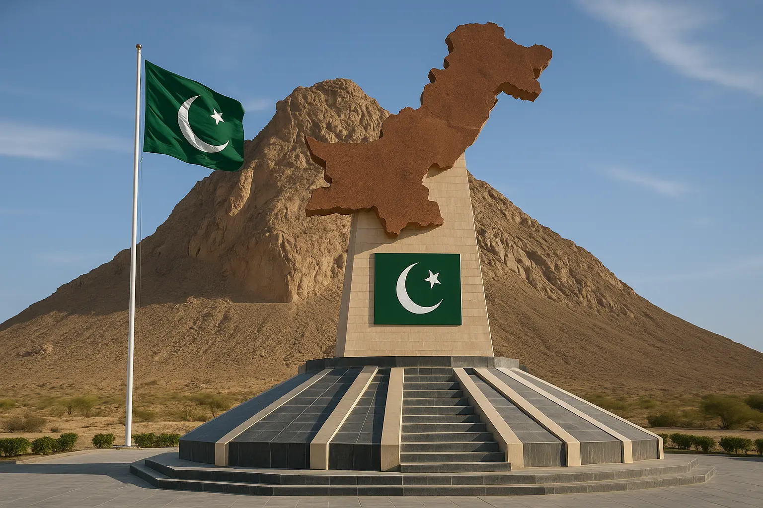 Chaghi Hills monument in Balochistan representing Pakistan’s first nuclear tests celebrated on Youm-e-Takbeer 2025